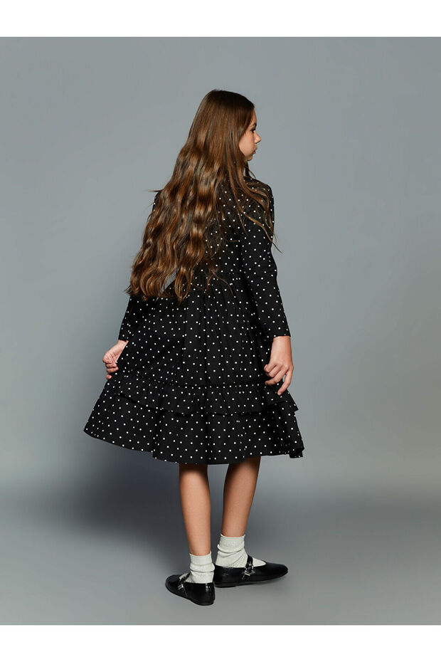 LCW KidsSiyah Puantiyeli Kız Çocuk Gömlek Elbise - 3
