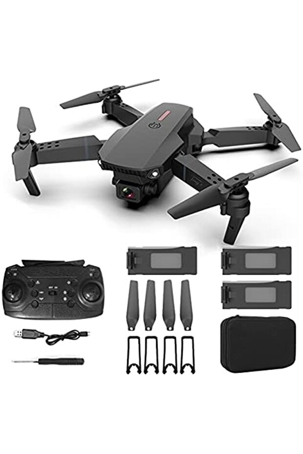 E88 Pro Drone 4K With High Definition Camera WiFi Foldable Drone 2.4G 6 Axis RC Altitude Hold - Blac