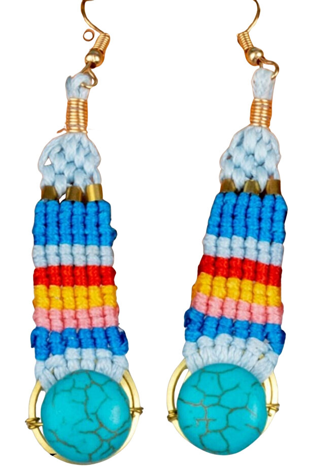 Long Macrame D Earrings - 1