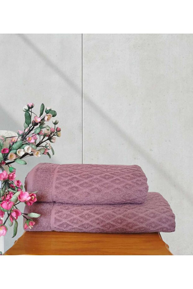 100% Cotton Fulya Bath Set 1 Piece 50X90 cm and 1 Piece 90X150 cm Size Towel
