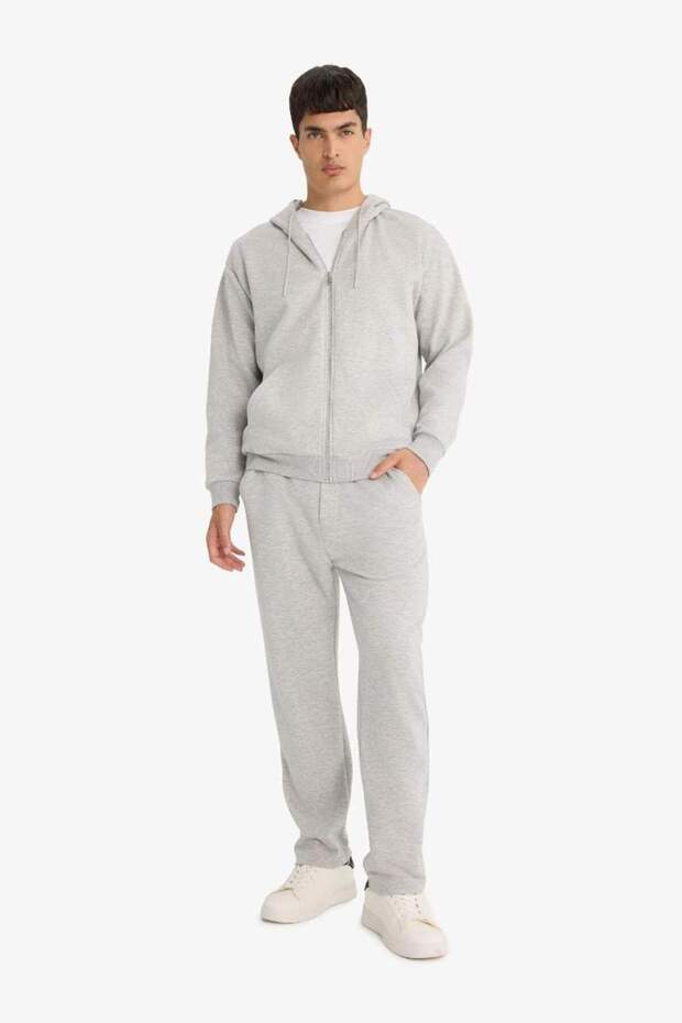 Regular Fit Basic Düz Beli Bağcıklı Düz Paça Cepli Eşofman Altı D6762AX25AU - 2