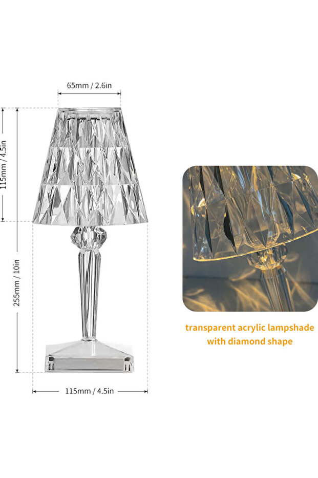 مصباح طاولة أكريليك ماسي فضي - 5