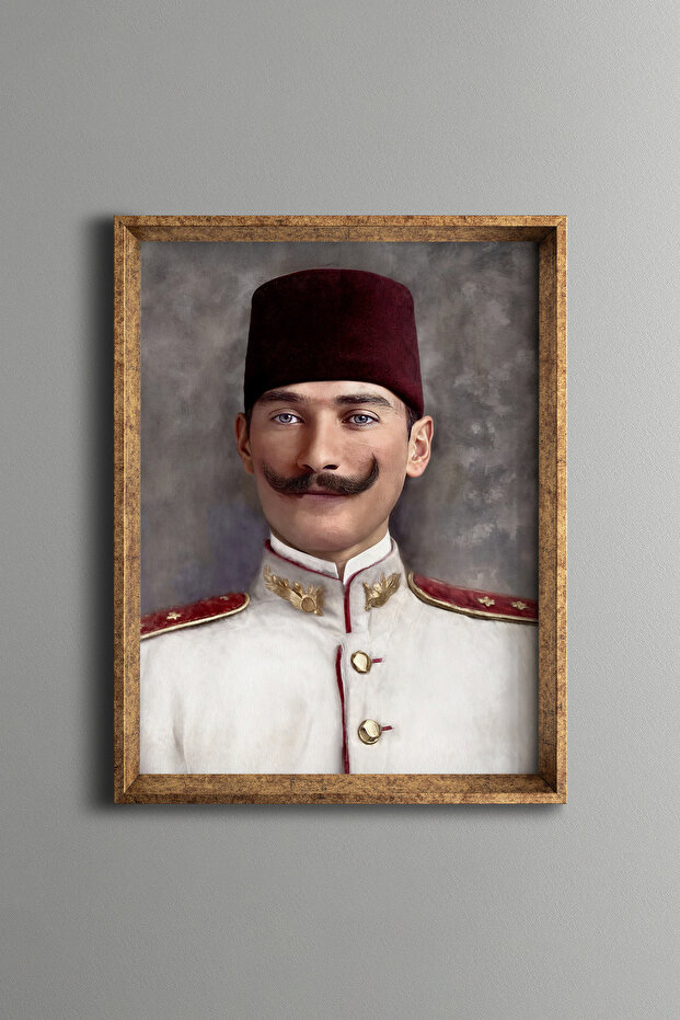 Mustafa Kemal Atatürk - Vintage Patterned Frame