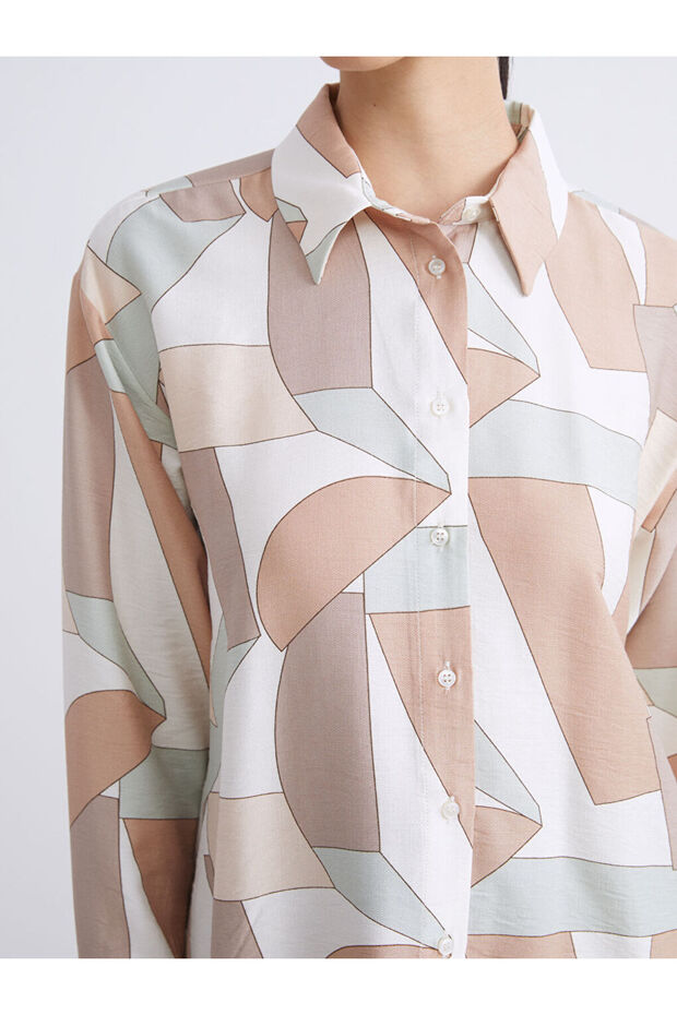 Desenli Kadın Gömlek Tunik - 4