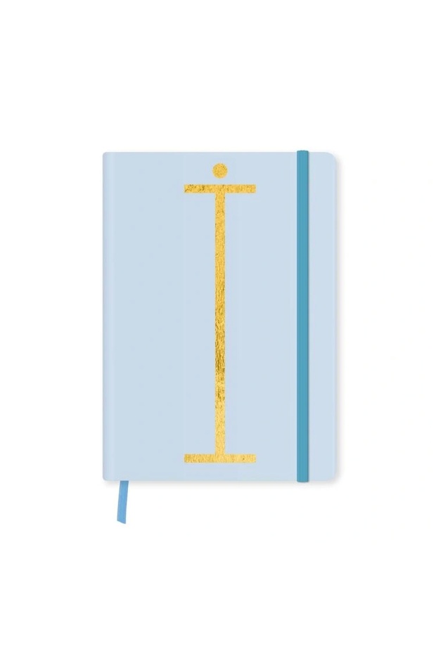 Notebook Monogram Letter Printed Elastic Hard Cover Lined Notebook 168 Sheets - İ