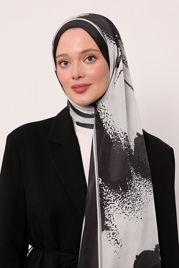 Hint İpeği Şal | Siyah - 1