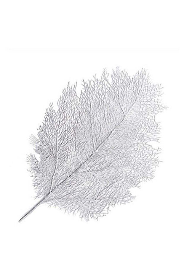 مفرش طاولة مقاوم للحرارة بنقشة أوراق الشجر باللون الفضي - 1