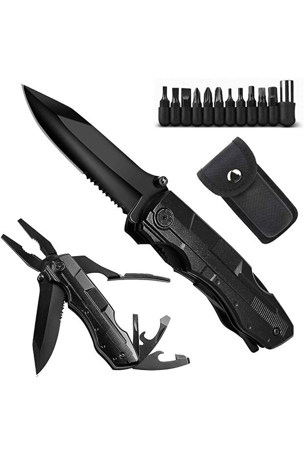 Men's & Women's Stainless Steel Pocket Knife with Pliers/Screwdrivers & Bottle Opener