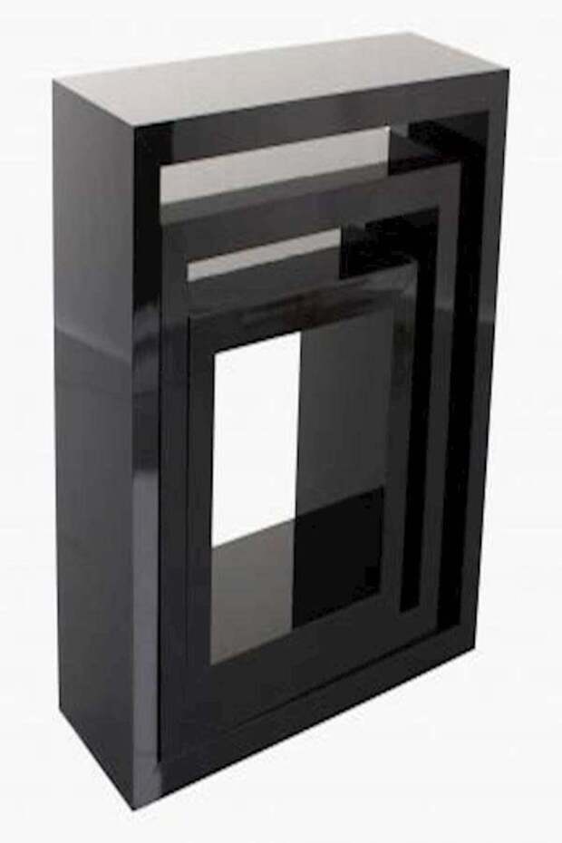 رف حائط مكعب عالي اللمعان باللون الأسود - 1