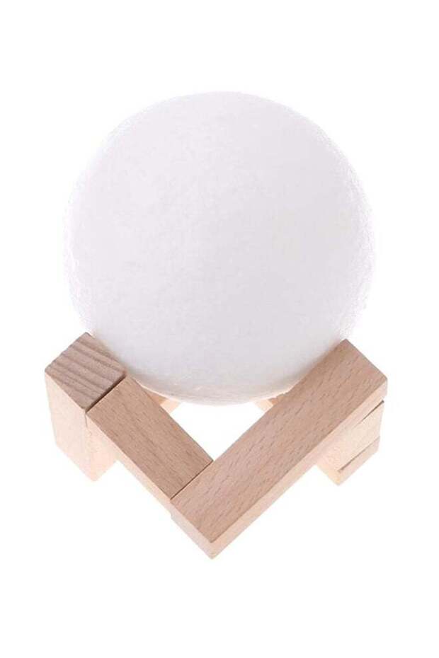 مصباح قمري ثلاثي الأبعاد باللون الأبيض - 1