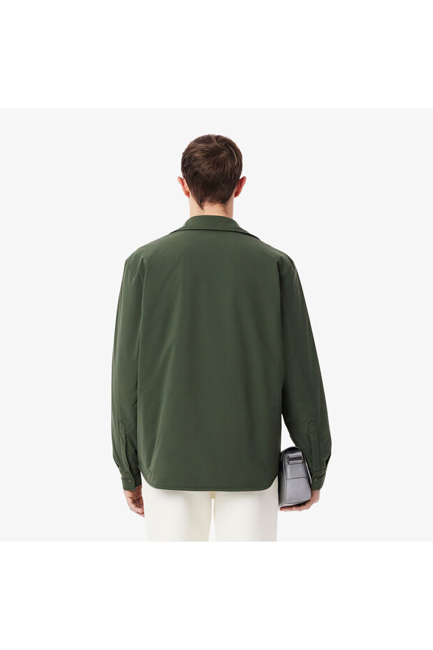 Erkek Oversize Fit Uzun Kollu Haki Gömlek - 3