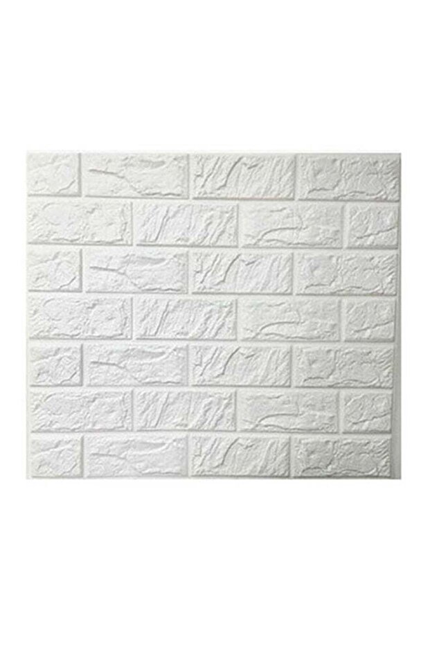 ديكور حائط بنمط طوب ثلاثي الأبعاد أبيض 60×60 سم - 1