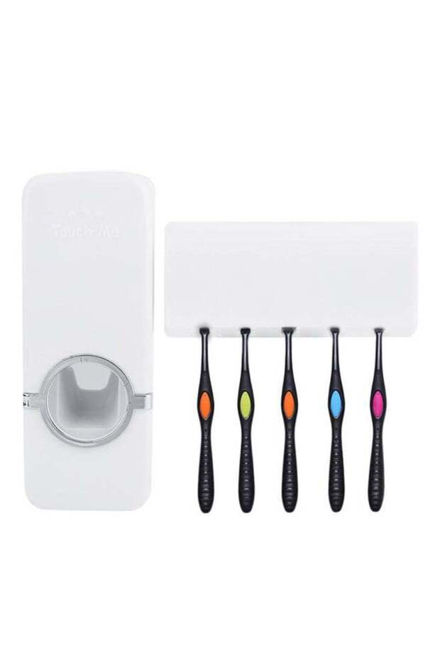 موزع معجون أسنان أوتوماتيكي مثبت على الحائط باللون الأبيض - 1