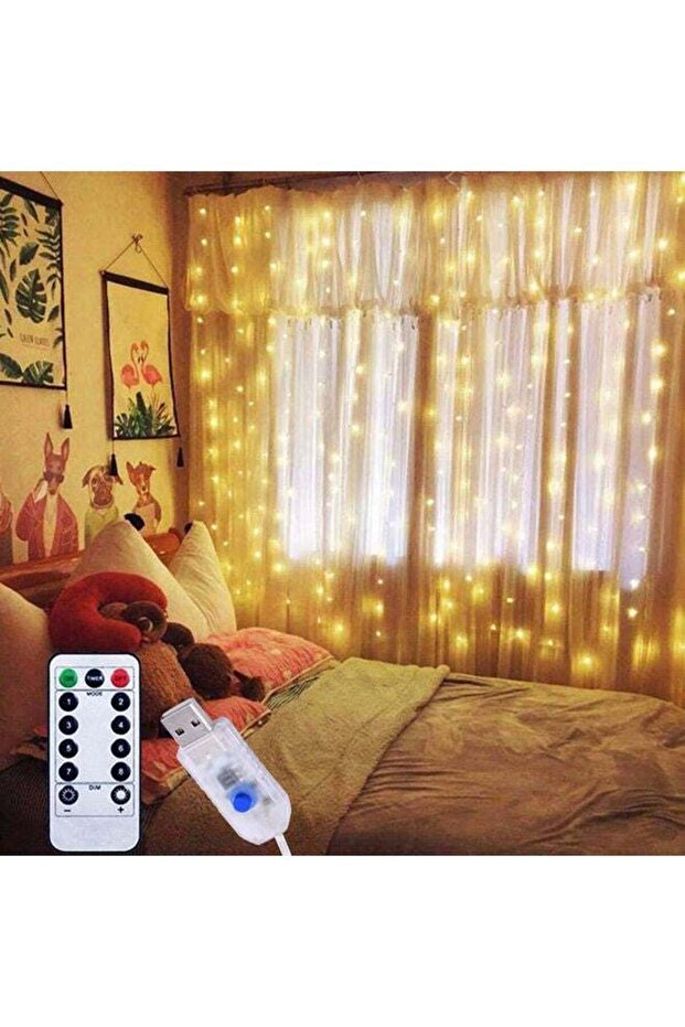 سلسلة أضواء نافذة Twinkle Star 300-LED مع جهاز تحكم عن بعد باللون الأبيض الدافئ