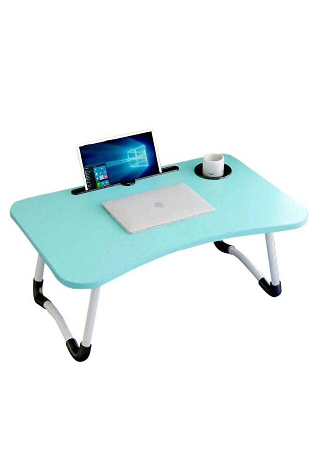 طاولة خشبية محمولة باللون الأزرق - 1