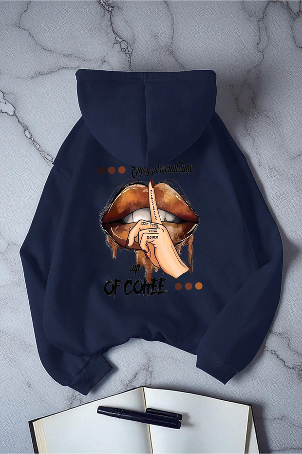Enjoy Personel Time Printed Oversized Sweatshirt