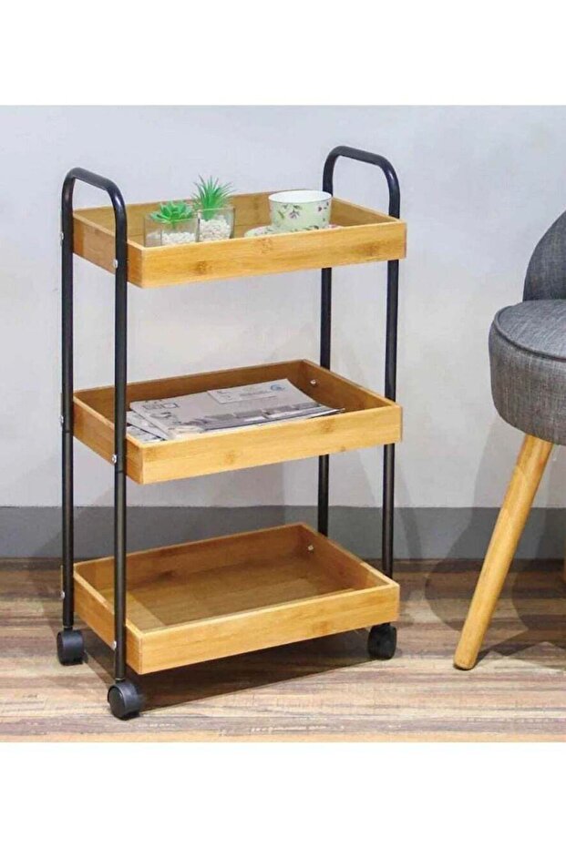 طاولة تقديم متحركة بثلاث طبقات - 1