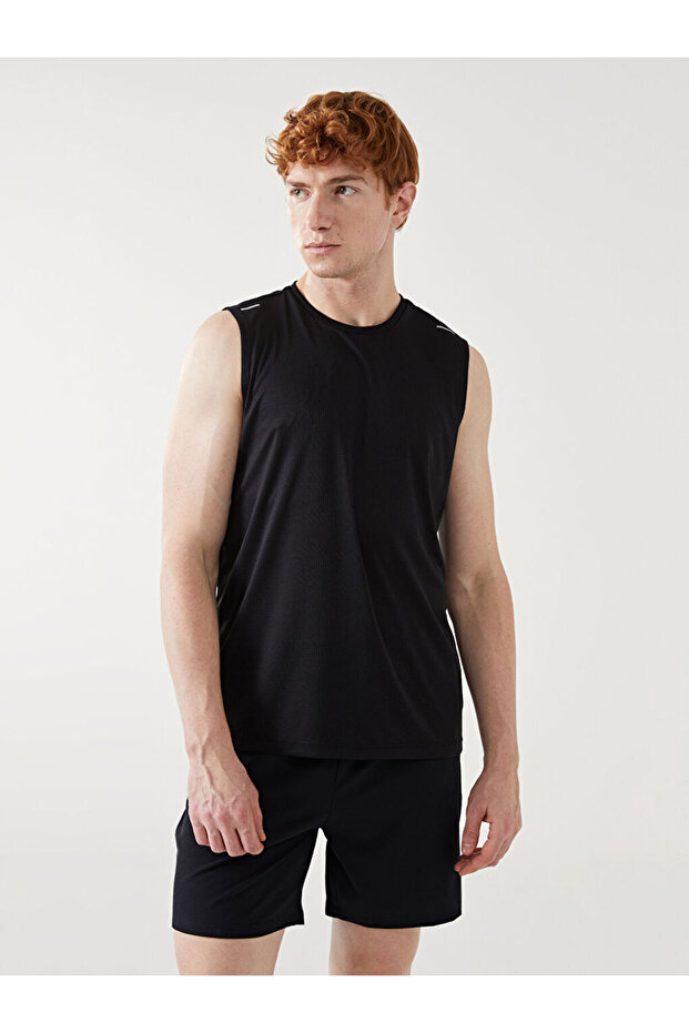 Black Crew Neck Men's Sleeveless T-Shirt (S5)