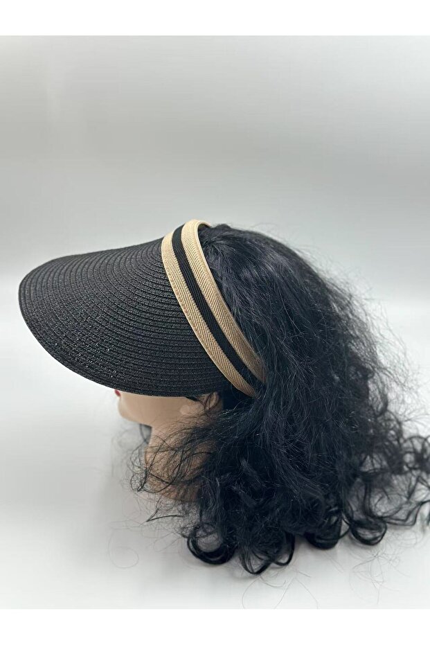قبعة الشاطئ ذات القش الأسود - 5