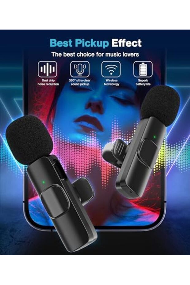 Gicorino Wireless Lavalier Microphone for iPhone, Wireless Mic for iPhone15 with Noise Reduction Chi - 4