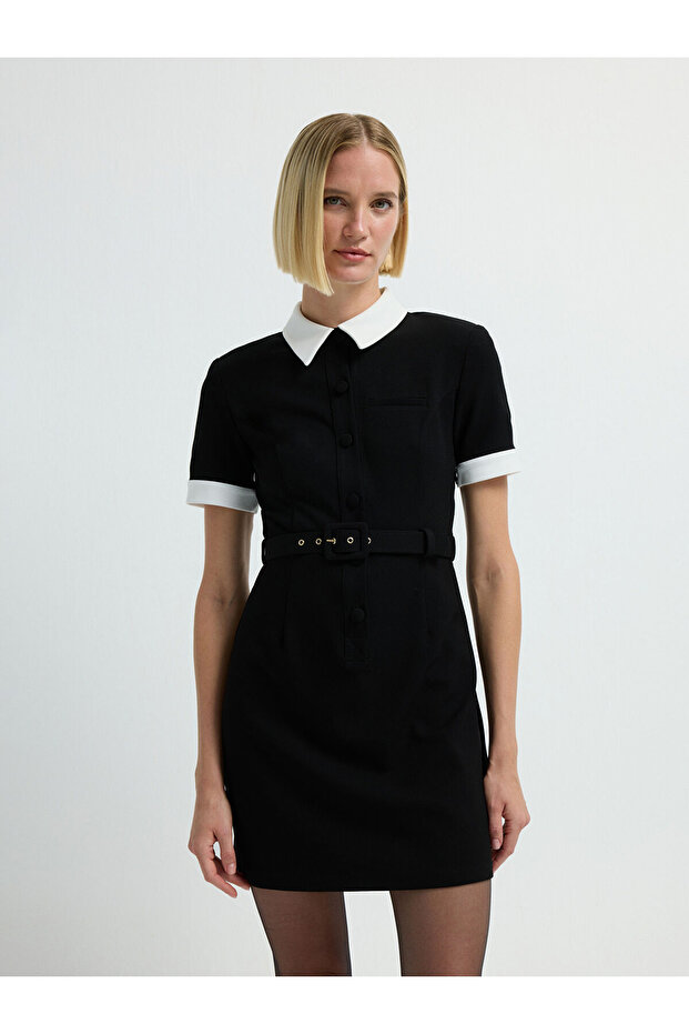 Polo Yaka Mini Elbise - 3