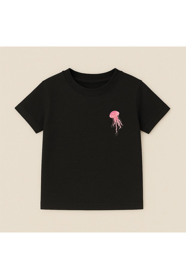 Jellyfish Crew Neck 100% Cotton Printed Short Sleeve Children's and Teenage T-Shirt