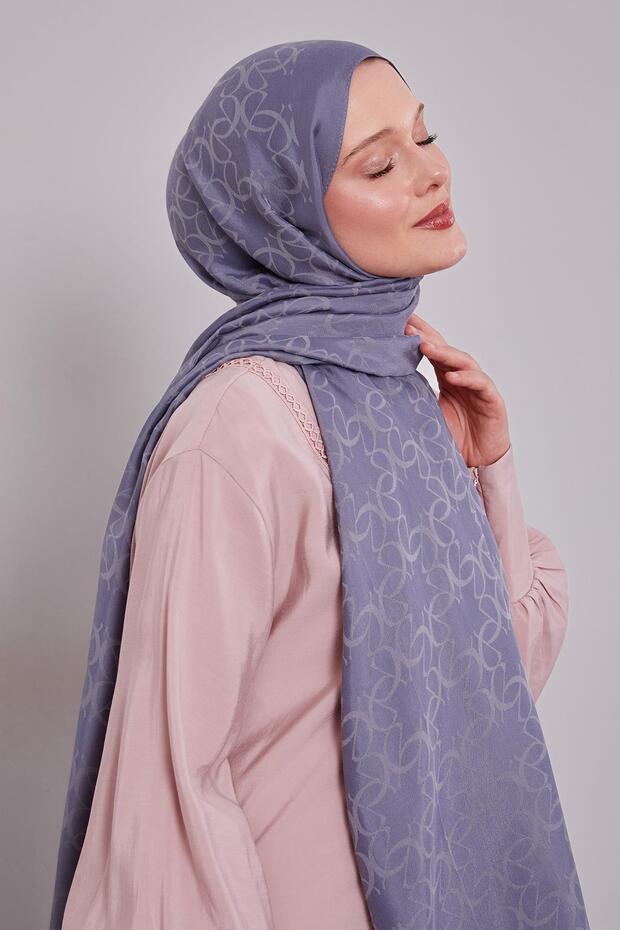 Blue Geometric Pattern Grazia Shawl - 2