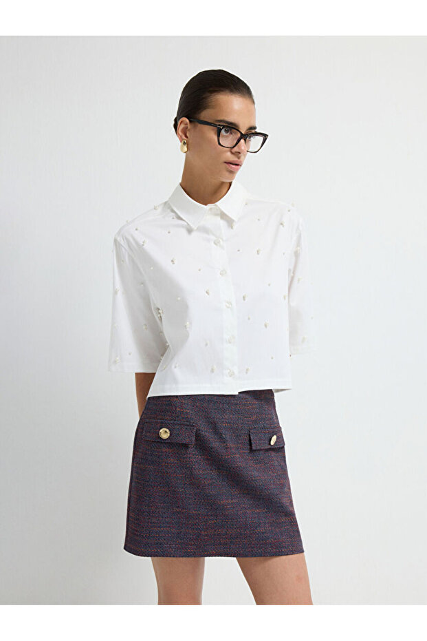 İnci Detaylı Gömlek - 7