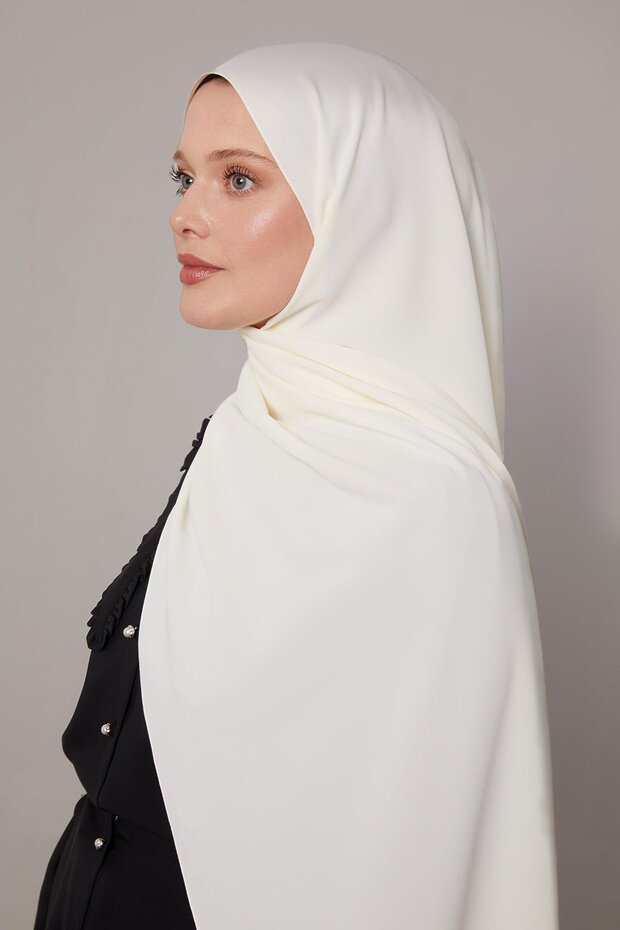 Krem Düz Trend Şal - 1