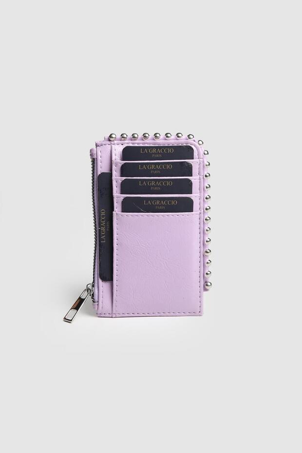 La'Graccio Paris Women's Pena Stapled Card Holder Wallet Lilac
