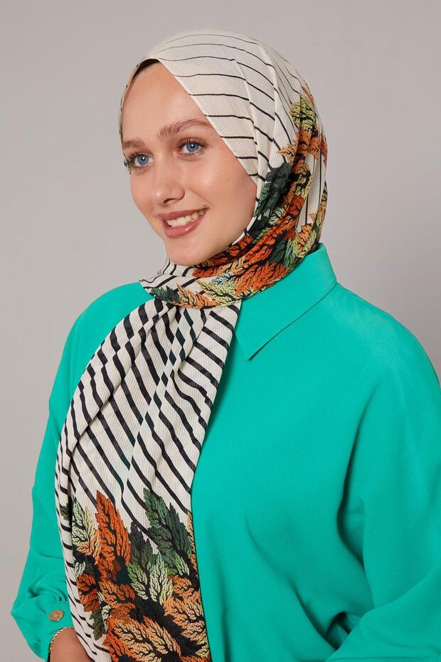 شال قطني بنمط الصنوبر البرتقالي - 2