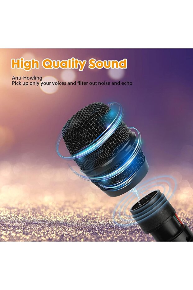 NEW Wireless Microphone, Dual Portable Handheld Dynamic Microphone with Rechargeable Receiver, Cordl - 8