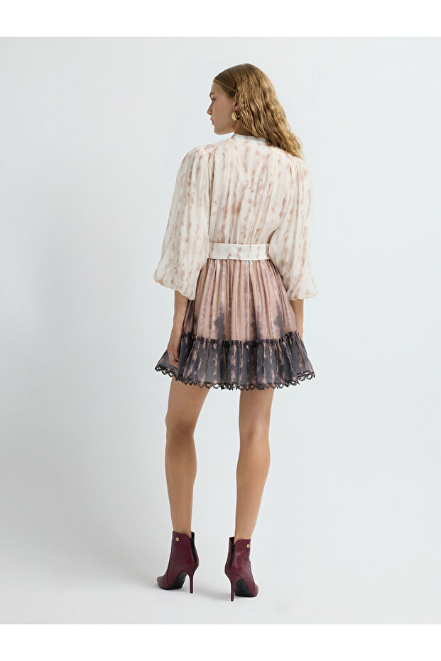 Balon Kol Desenli Elbise - 8