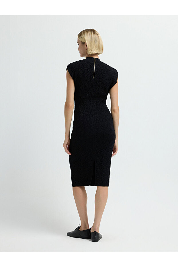 Dik Yaka Triko Elbise - 6