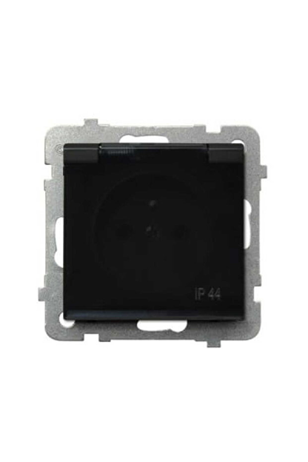 Sonata black metallic p/t single socket with grounding 2P+Z IP44 smoke flap without frame - 1