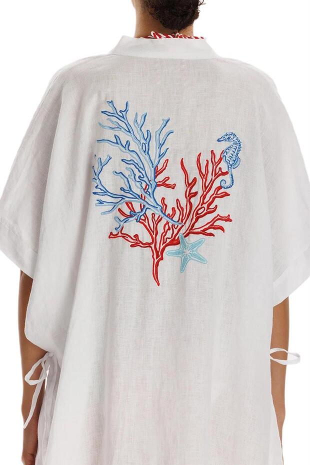 Beyaz İşlemeli Elbise - 5