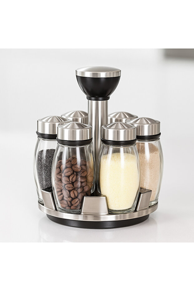 6-piece rotating metal spice rack spice set