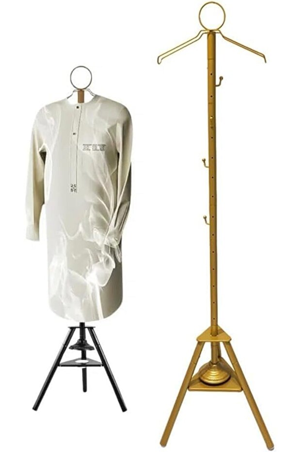 Clothes Steaming Stand with Incense Burner, Bakhoor Holder, Garment Hanger (GOLD)