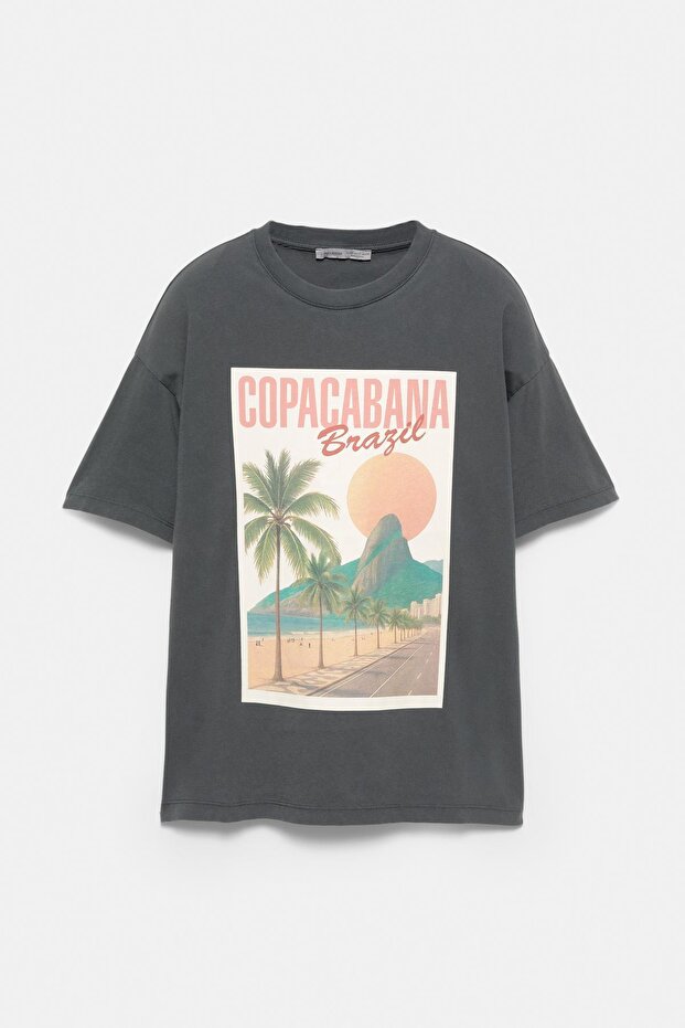 Copacabana grafik baskılı t-shirt - 5