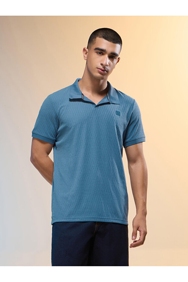 قميص بولو رجالي جاكار بقصّة Slim Fit
