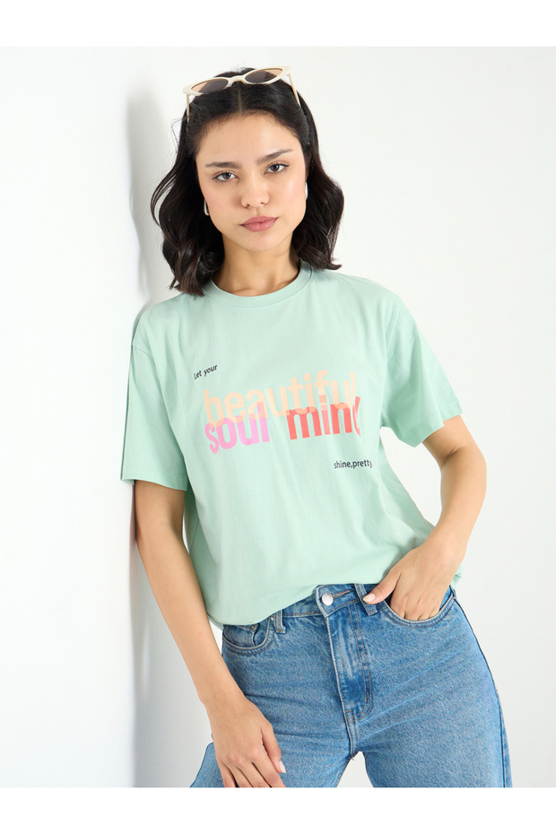 Slogan Print Regular Fit T-Shirt