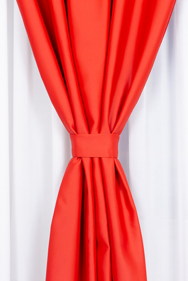 Set of 2 Refined Red Blackout Curtains with Rejansa, Choice of Dimensions: Width x Height - 2