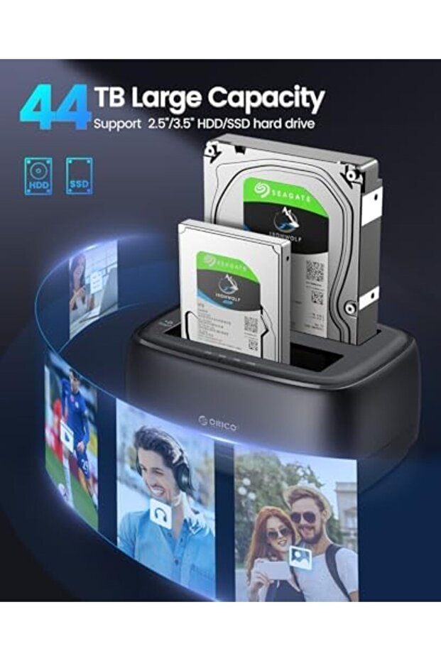External Hard Drive Dock Duplicator/Cloner SATA to USB C for 2.5”/3.5” Seagate Samsung WD - 8