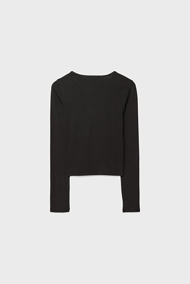 Basic uzun kollu pamuklu tişört - 6