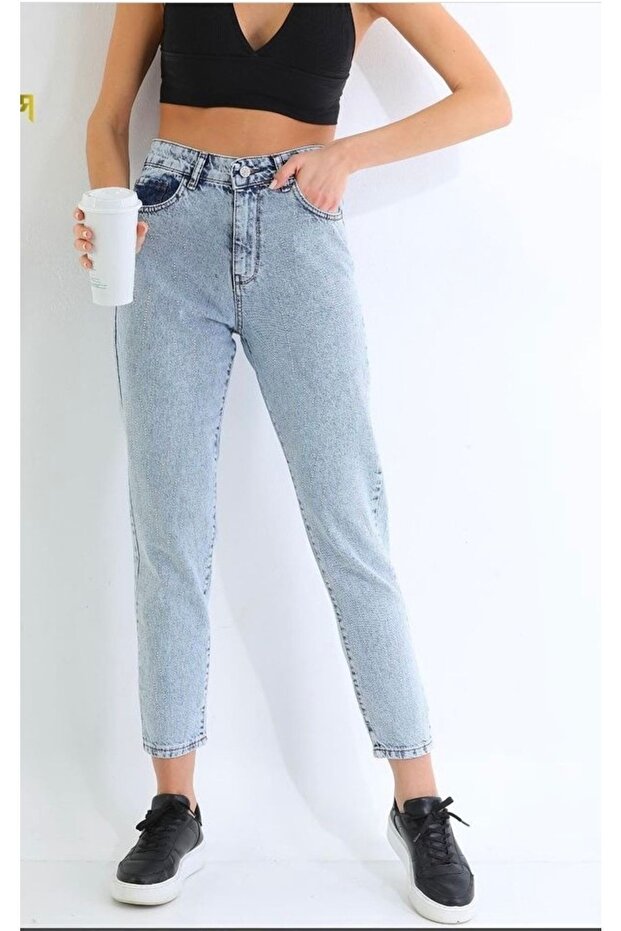 Isabella Zero Max Women's High Waist Blue Mom Jeans Lycra Jeans