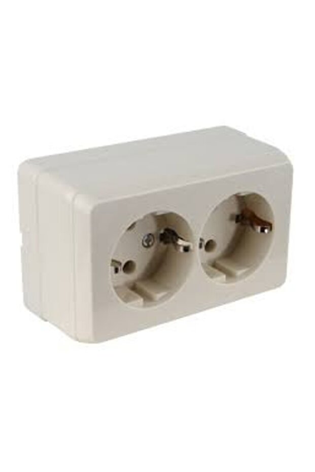 برون سطح المكتب، مزدوج، مقبس أرضي، لون أبيض - 1
