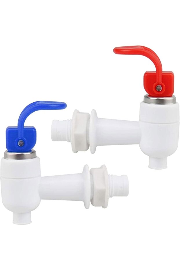 Water Dispenser Valve Spigot Replacement, Hot and Cold Taps, White with Red and Blue Handles