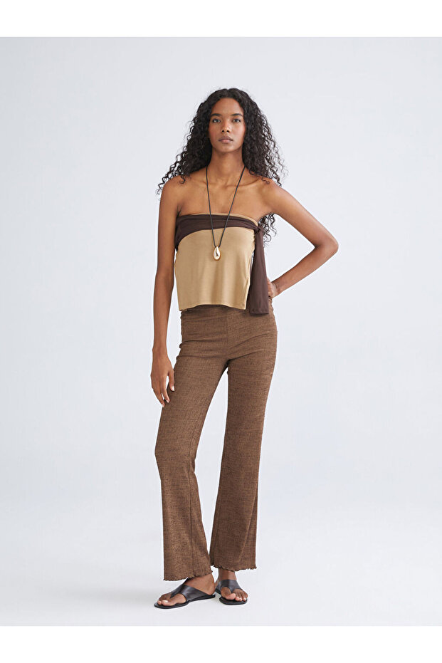 Create Your Style from Uzg Store |   Textured Women's Trousers with Elastic Waist - 4