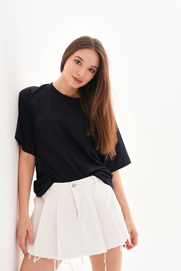 Kadın Oversize Basic T-Shirt - 1