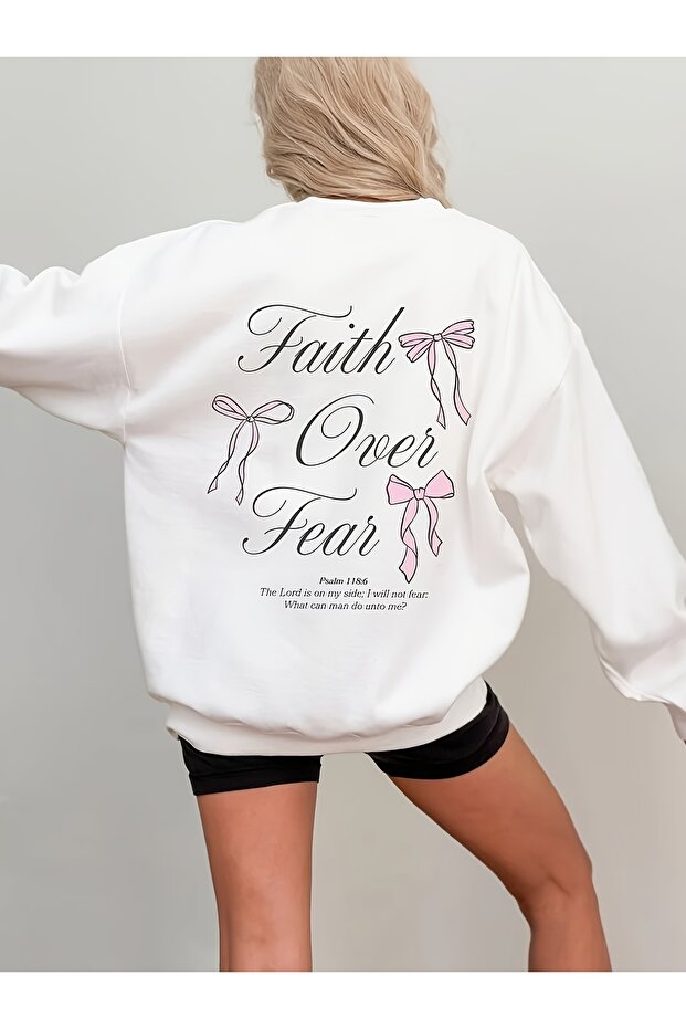 Unisex Fear over Faith Printed Oversize Sweatshirt